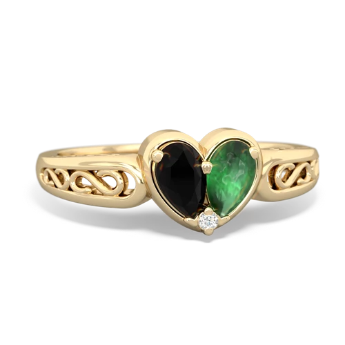 onyx-emerald filligree ring