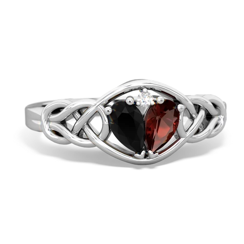 onyx-garnet celtic knot ring