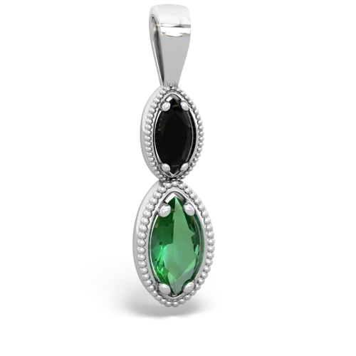 onyx-lab emerald antique milgrain pendant