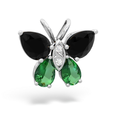 onyx-lab emerald butterfly pendant
