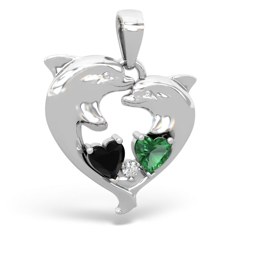 onyx-lab emerald dolphins pendant
