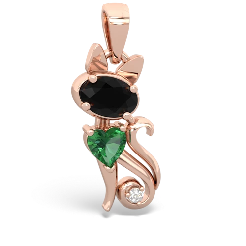 onyx-lab emerald kitten pendant