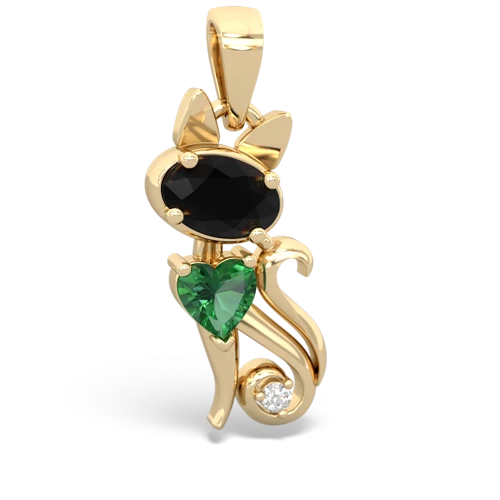 onyx-lab emerald kitten pendant