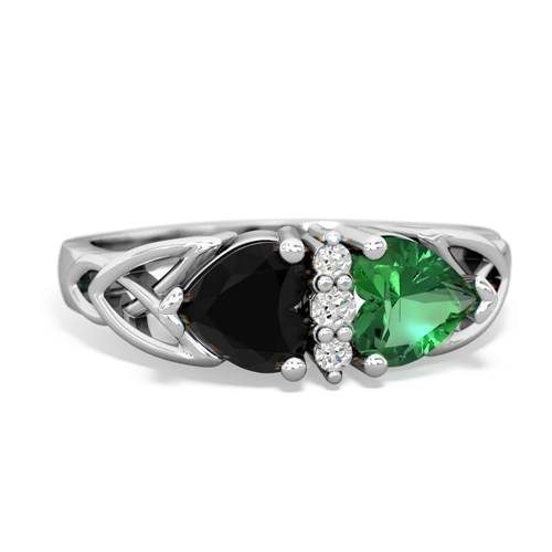onyx-lab emerald celtic ring