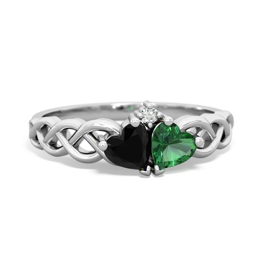 onyx-lab emerald celtic braid ring