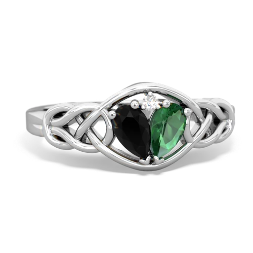 onyx-lab emerald celtic knot ring