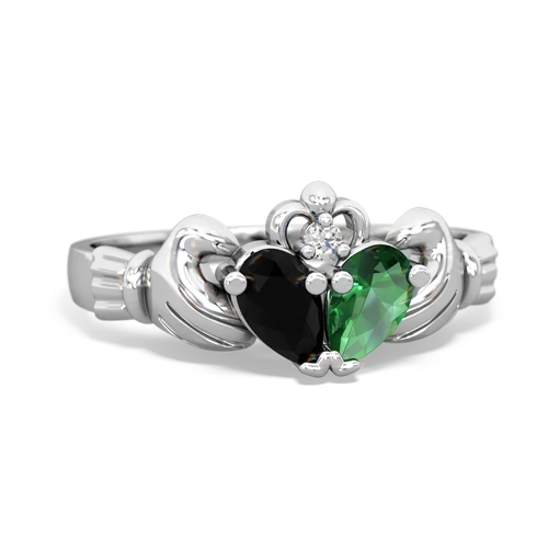 onyx-lab emerald claddagh ring