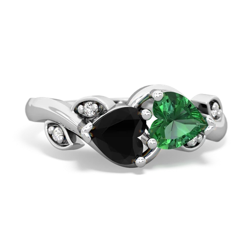 onyx-lab emerald floral keepsake ring