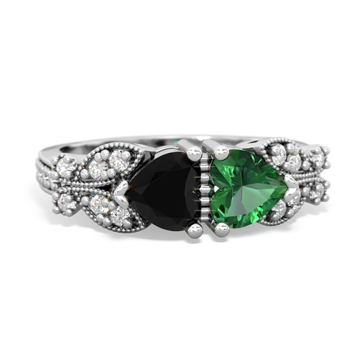 onyx-lab emerald keepsake butterfly ring