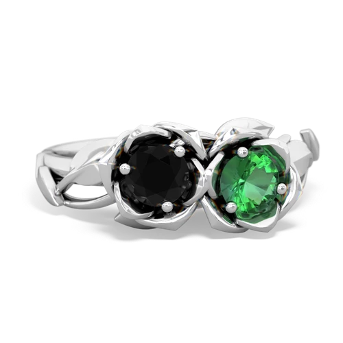 onyx-lab emerald roses ring