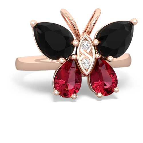 onyx-lab ruby butterfly ring