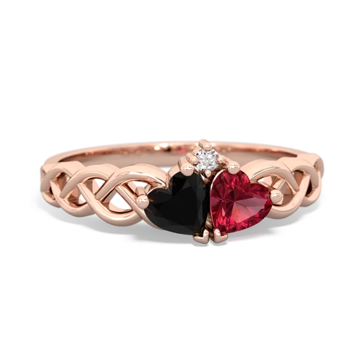 onyx-lab ruby celtic braid ring