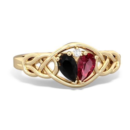 onyx-lab ruby celtic knot ring