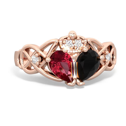 onyx-lab ruby claddagh ring
