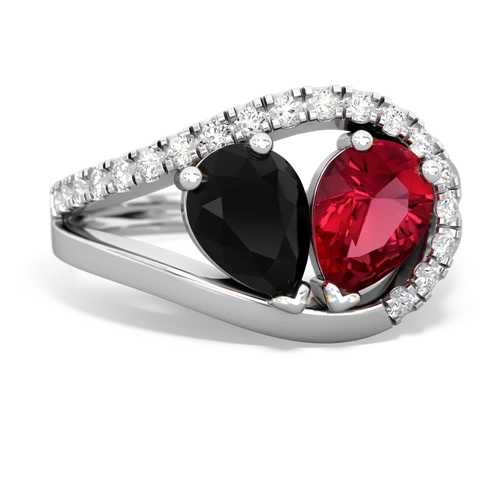 onyx-lab ruby pave heart ring