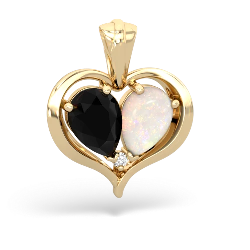 onyx-opal half heart whole pendant