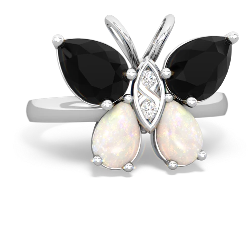 onyx-opal butterfly ring