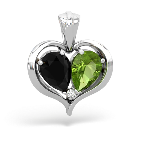 onyx-peridot half heart whole pendant