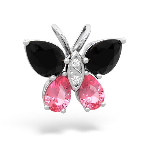 onyx-pink sapphire butterfly pendant