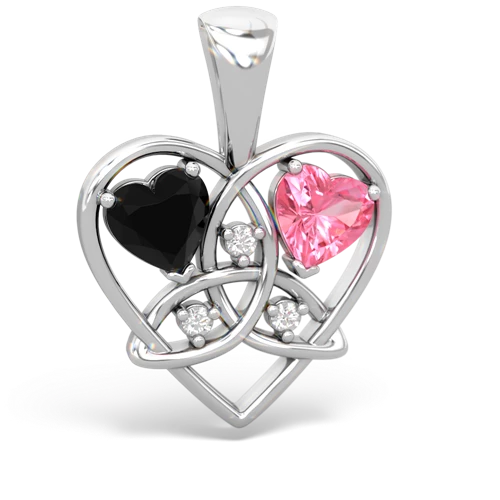 onyx-pink sapphire celtic heart pendant