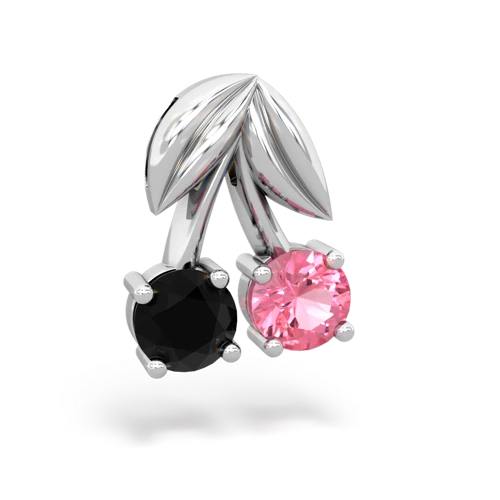 onyx-pink sapphire cherries pendant