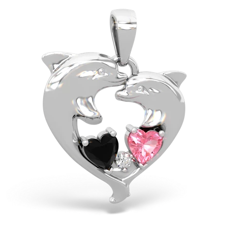 onyx-pink sapphire dolphins pendant
