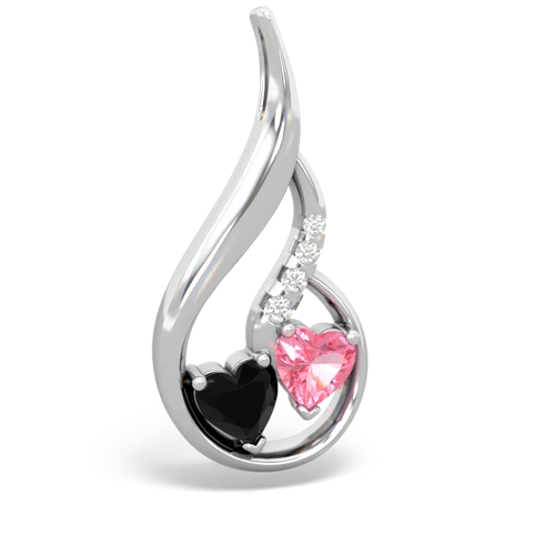onyx-pink sapphire keepsake swirl pendant
