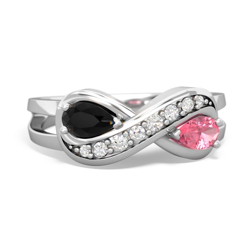 onyx-pink sapphire diamond infinity ring