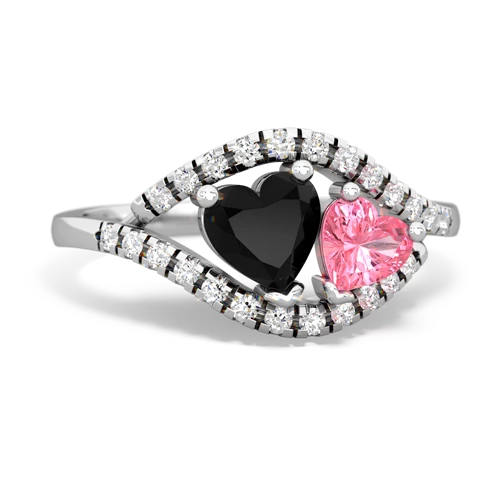 onyx-pink sapphire mother child ring