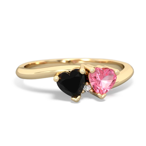 onyx-pink sapphire sweethearts promise ring