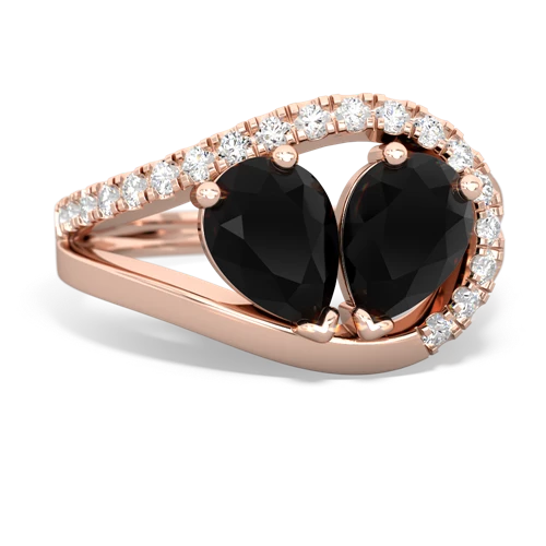 onyx pave heart ring