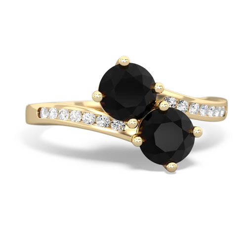 onyx two stone channel ring
