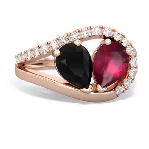 onyx-ruby pave heart ring