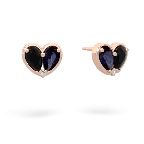 onyx-sapphire one heart earrings