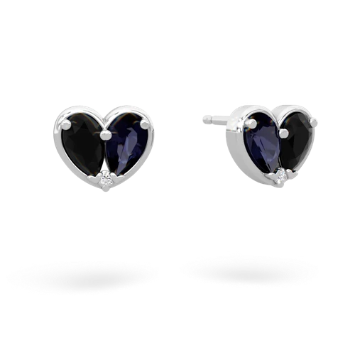 onyx-sapphire one heart earrings