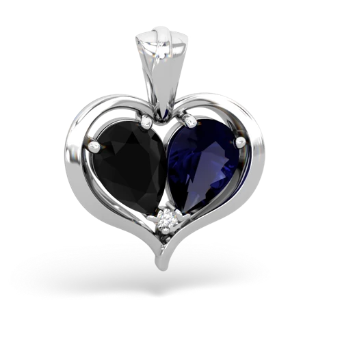 onyx-sapphire half heart whole pendant