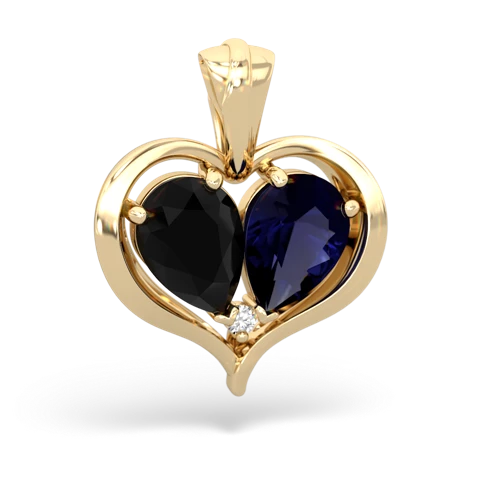 onyx-sapphire half heart whole pendant