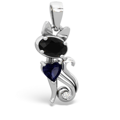 onyx-sapphire kitten pendant