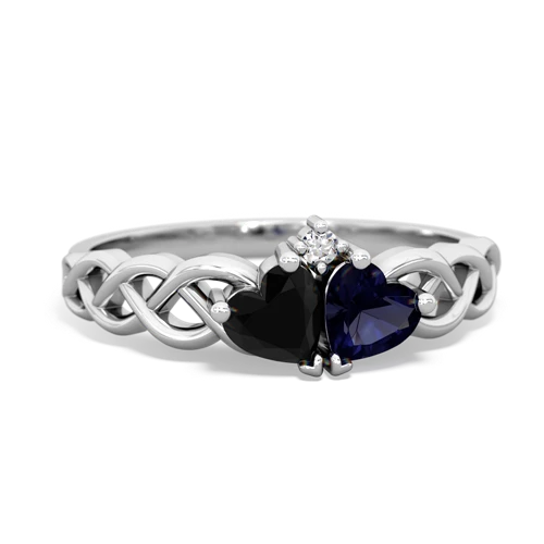 onyx-sapphire celtic braid ring