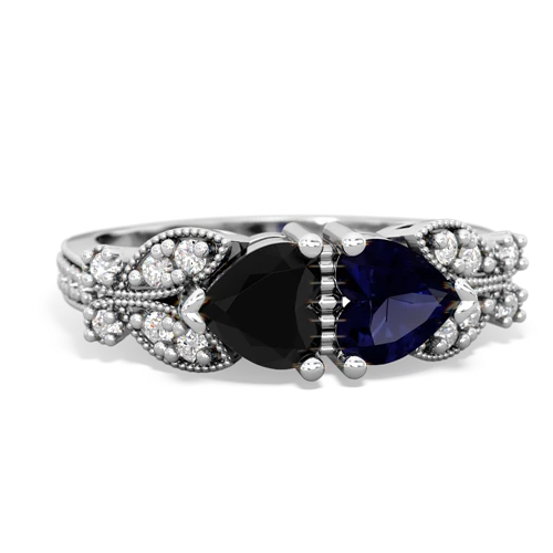 onyx-sapphire keepsake butterfly ring