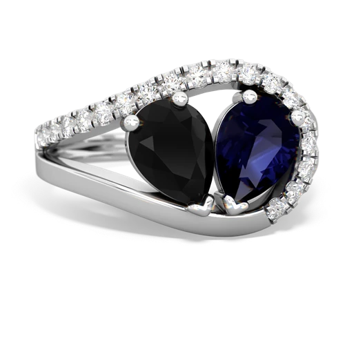 onyx-sapphire pave heart ring