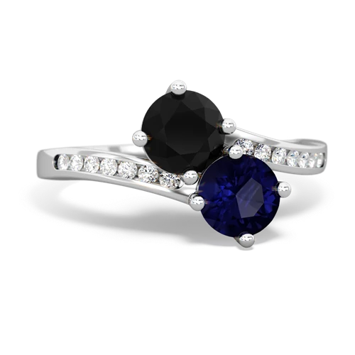 onyx-sapphire two stone channel ring