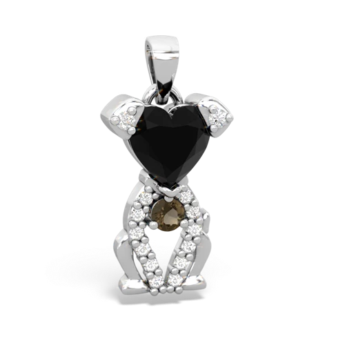 onyx-smoky quartz birthstone puppy pendant
