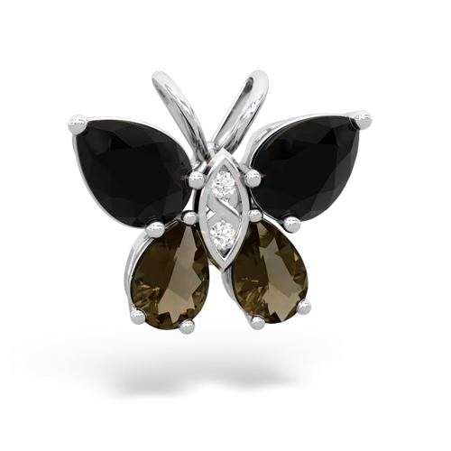 onyx-smoky quartz butterfly pendant