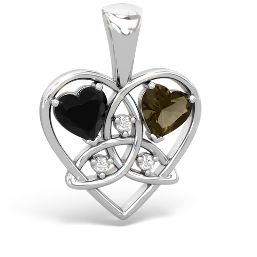 onyx-smoky quartz celtic heart pendant