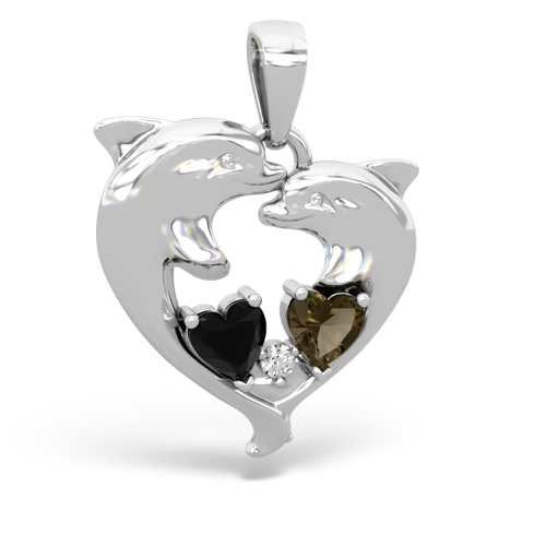 onyx-smoky quartz dolphins pendant
