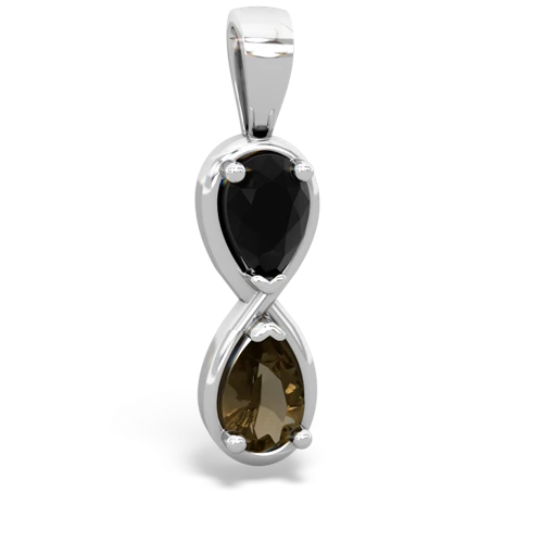 onyx-smoky quartz infinity pendant
