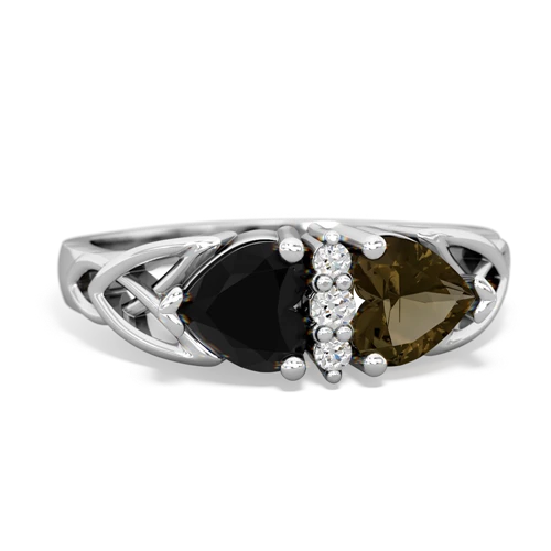 onyx-smoky quartz celtic ring