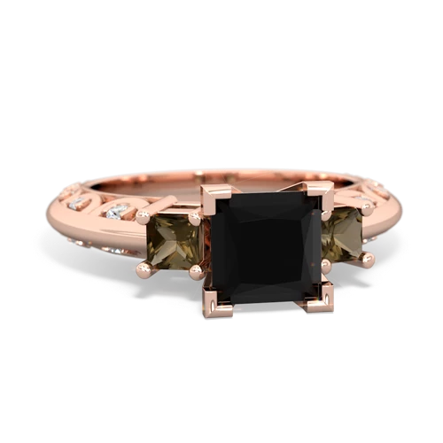 onyx-smoky quartz engagement ring
