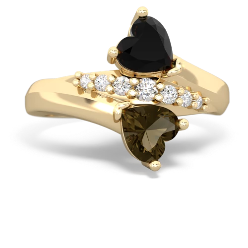 onyx-smoky quartz modern ring